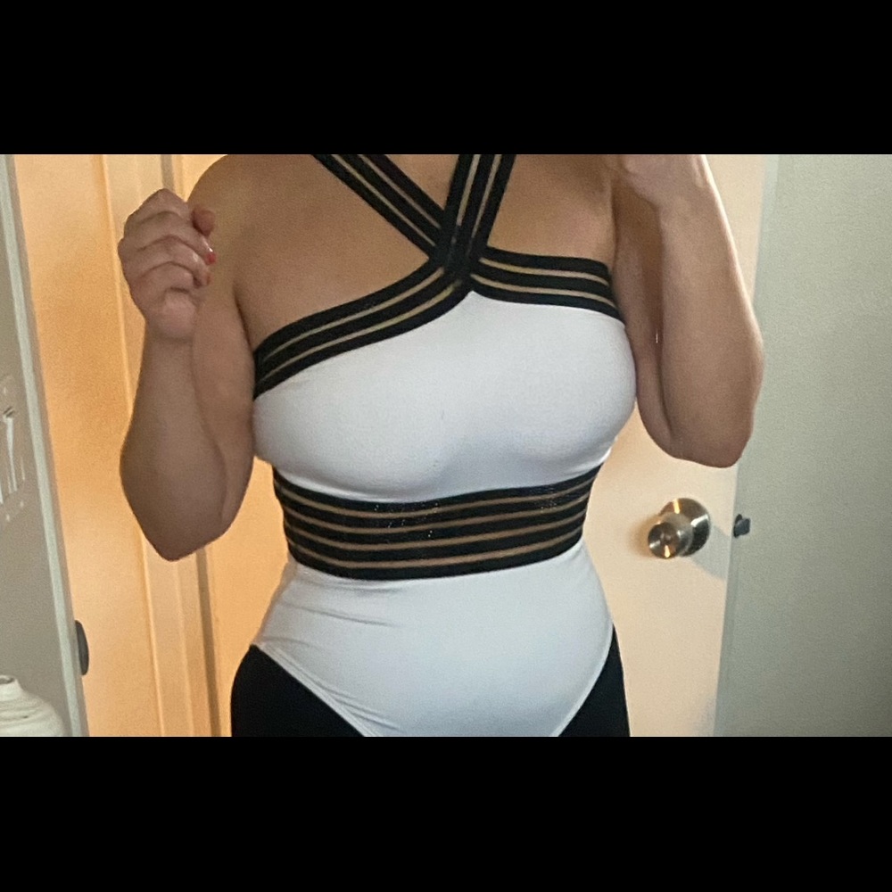 Black and white swim suit